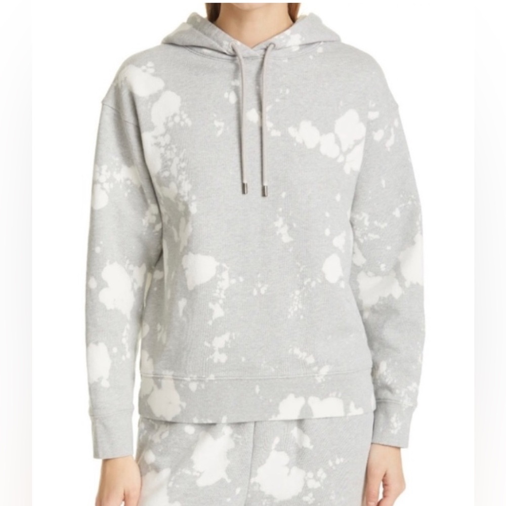 Frame Easy Cotton Gray White Tie Dye Bleach Hoodie Size Med
